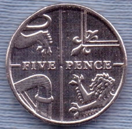Inglaterra 5 Pence 2014 *  Escudo De Armas Parcial *