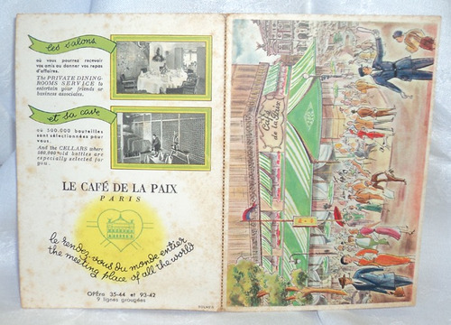 Antigua Rara Postal Souvenir Francia Cafe De La Paix B B4