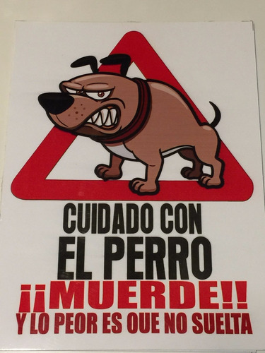 Cartel Plastico Cuidado El Perro 30x22cm Varios Modelos