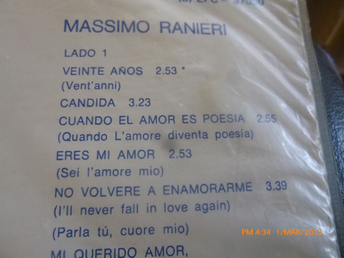 Vinilo Lp De Massimo Ranieri -rosas Rojas (u154