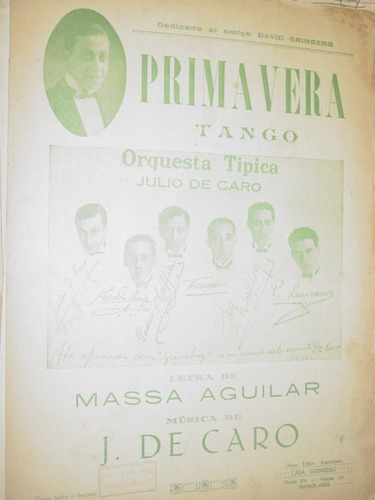 Partitura Tango Primavera Orquesta Julio De Caro Aguilar