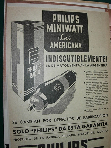 Clipping Antiguo Publicidad Lamparas Philips Serie Americana