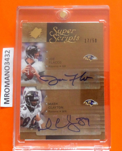 Tarjeta 2 Autografos Baltimore Ravens Joe Flacco Clayton Nfl (Usado)
