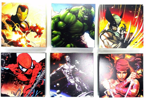 Quadro Heróis Marvel Hulk Homem Ferro Aranha Elektra Surfist