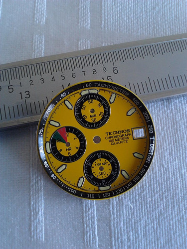 Mostrador Relógio Technos Chronograph Amarelo 28mm