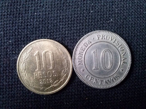 Perú 10 Centavos Níquel 1880 Provisional Guerr Pacifico (c5)