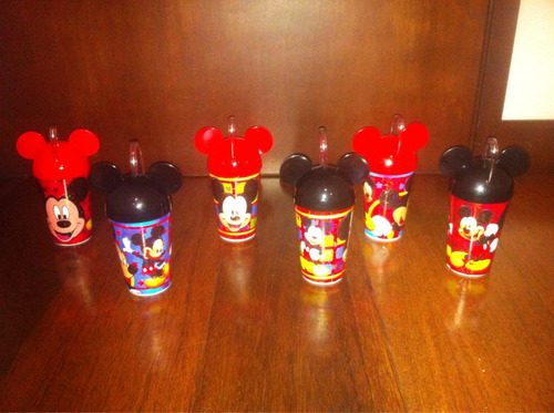 Hermosos Vasos Pitillos Mickey Y Minnie Mouse Sorpresa