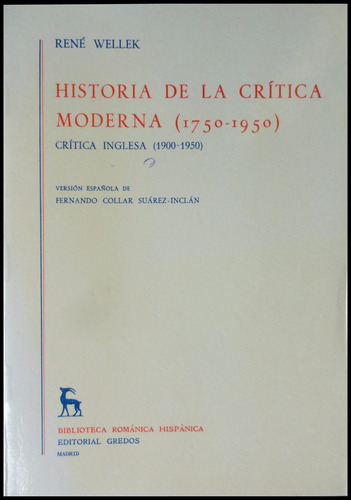 Historia De La Crítica Moderna 1750-1950. Tomo 5 48n 808