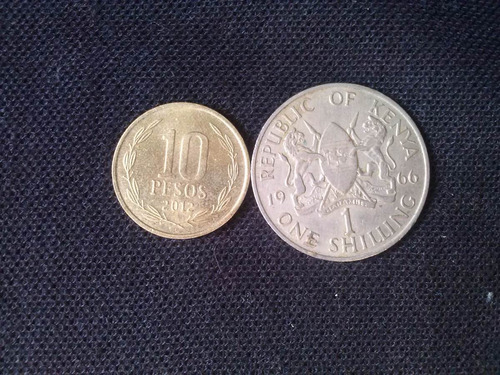 Moneda Kenya One Shilling Níquel 1966 (c42)