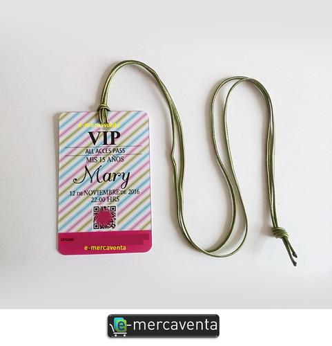 Tarjetas De Invitacion Pase Vip Tipo Entrada 15 Años Pvc