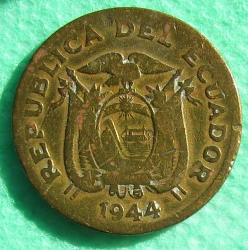 Moneda Ecuador 20 Centavos 1944 Hermosa Patina