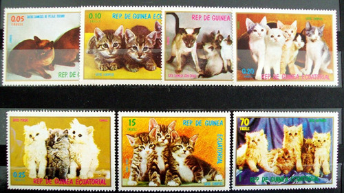 Guinea Ecuatorial, Gatos Serie 7 Sellos 1974 Mint L6030