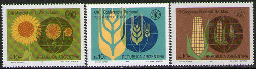 Argentina 3 Sellos Mint Día Mundial De La Alimentación 1984 