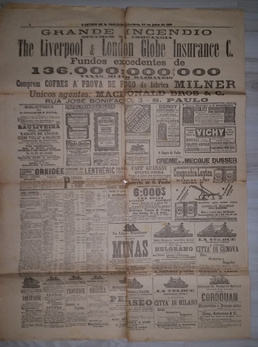 Raro Jornal O Estado De São Paulo 24 De Julho De 1901