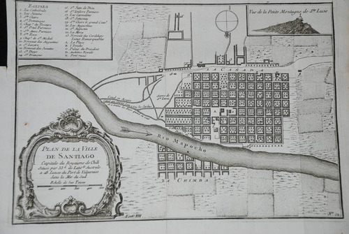 Antiguo Mapa De Santiago La Chimba Mapocho 1716 La Cañada