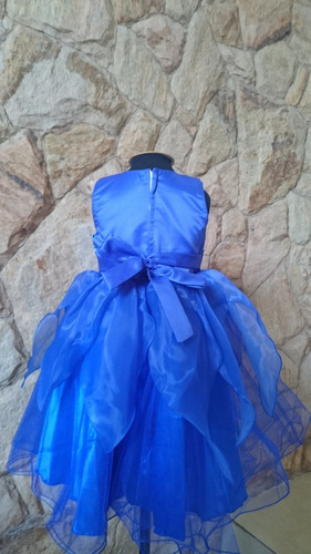Imagem 5 de 6 de Vestido Infantil Festa Azul Royal Com Paetês
