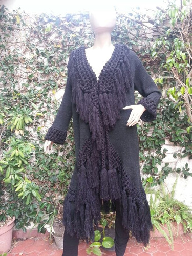 Saco Tejido Artesanal Con Estola Al Crochet  Hasta Xxxl