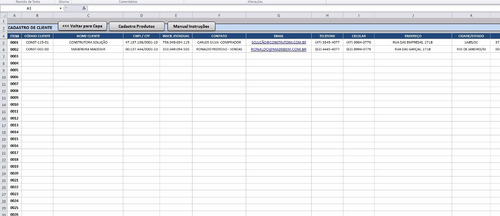 Planilha Excel - Cadastro De Clientes E Produtos + Orçamento