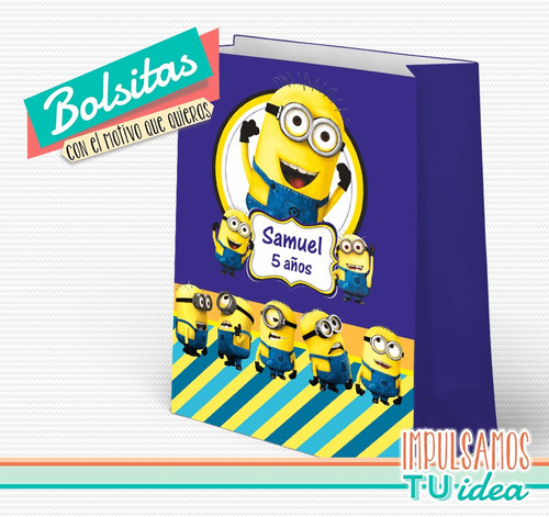 Minions - Bolsita Para Imprimir Azul