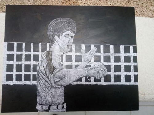 Pintura De Bruce Lee En Lamina De Plastico