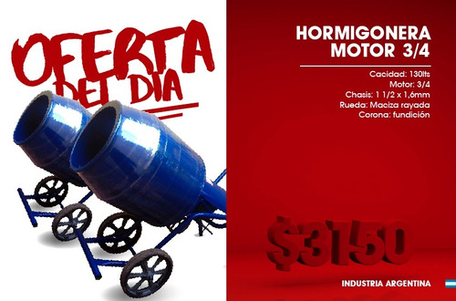 Hormigonera Trompo Reforzada 3/4hp Trompo