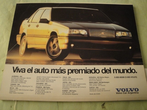 Publicidad Volvo 850 Año 1996