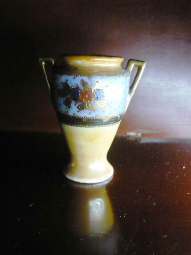 Anfora Jarrón Florero Antiguo Porcelna Japonesa Sellado 10cm