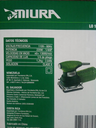 Lijadora Orbital Miura - 220w - 1/4hp | MercadoLibre