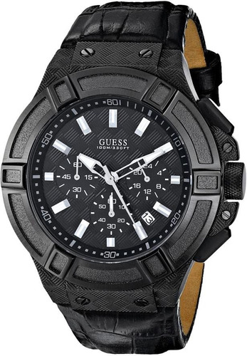 Reloj Guess Para Hombre U0408g1 Correa De Cuero Negro