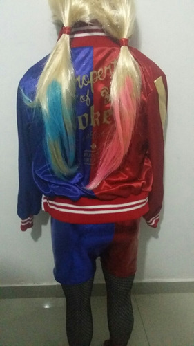 Disfraz Harley Quinn Suicide Scuad Original Con Peluca Niñas