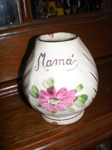 Antiguo Mate Con Decorativa Flor  Mama  Sellado  La Norma