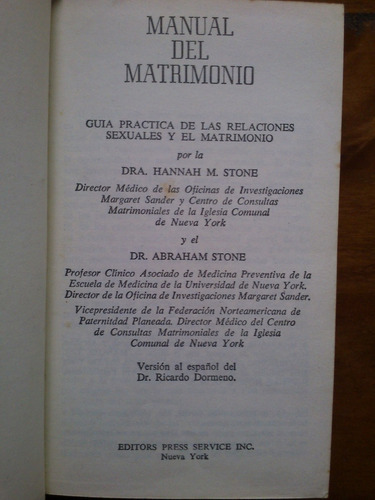 Manual Del Matrimonio - Dra. Hannah M. Stone Y Abraham Stone