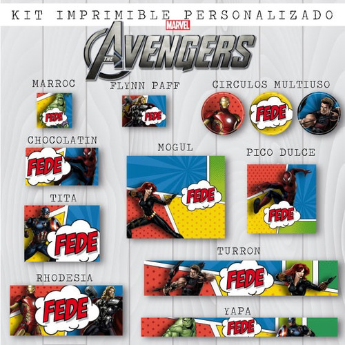Candy Bar Kit Imprimible Personalizad Vengadores Superheroes