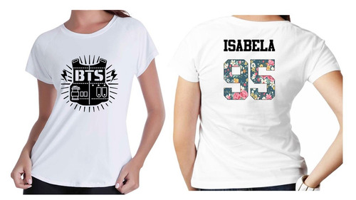 Camiseta Kpop Personalizada Banda Grupo Bts Com Nome Flor 04