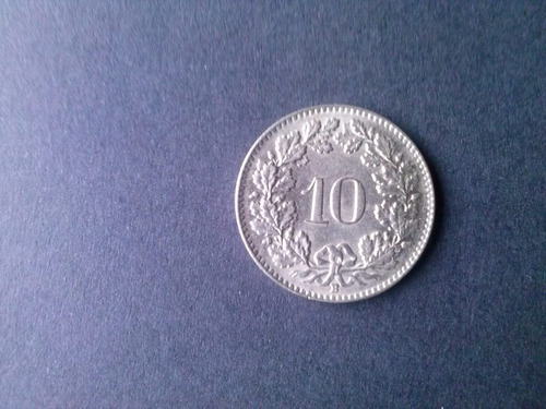 Moneda Suiza 10 Rappen Ceca B Níquel 1962