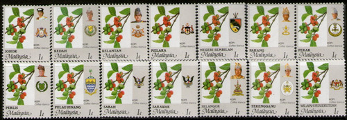Imagen 1 de 1 de Malasia Y Estados 14 Planchas X 100 Sellos C/u Flores 1986