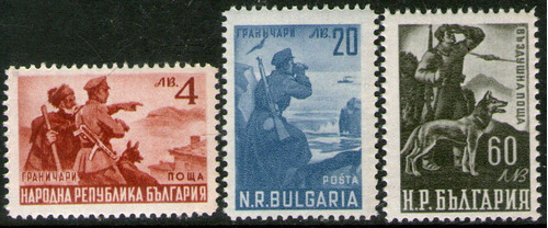 Bulgaria Serie X 3 Sellos Soldados De Frontera 1949 + Aéreo