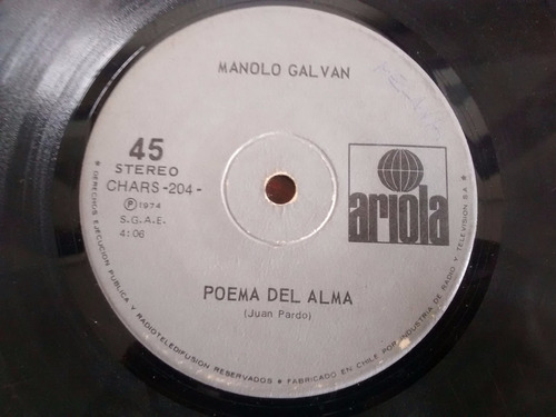 Vinilo Single Manolo Galvan  - Poema Del Alma ( P59