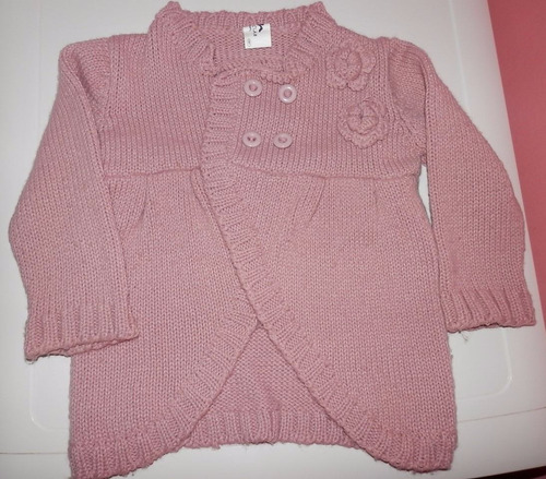 Saco De Lana Grueso Color Rosa Viejo-ropa Niña 1-2 Años