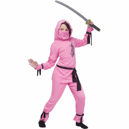 Disfraz Para Niña Ninja Rosa Talla M (8-10) Halloween