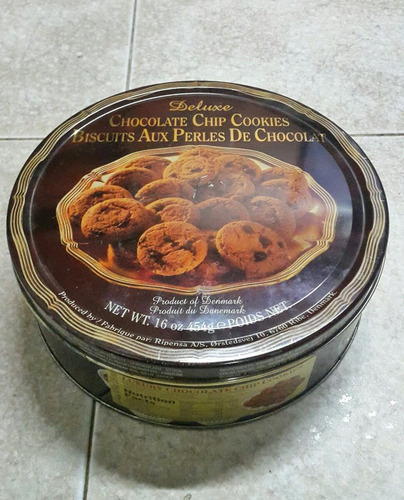 Imagen 1 de 4 de Caja Danesa Metalica Vacia De Galletas Chocolate Chip Cookie