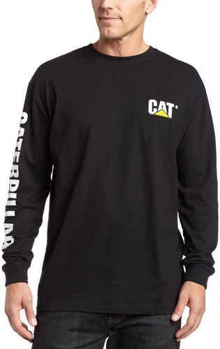 Playera Negra Caterpillar Cat Hombre Original Manga Larga Xl