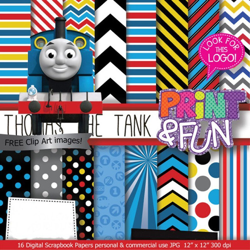 Kit Imprimible Pack Fondos Thomas Y El Tren Clipart