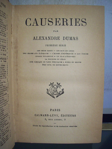 Adp Causeries ( 2 Vol. Completo ) Alexandre Dumas / Ed Levy