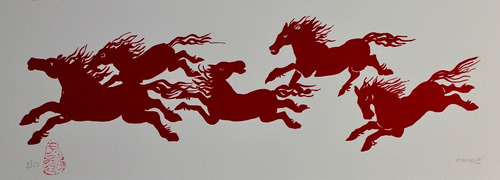 Fang - Serigrafia - Composição C/ Cavalos - Maravilhosa Obra