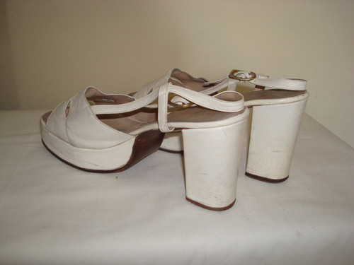 Sandalias De Cuero Blanco Talle 36. Ideal Novias, 15 Años