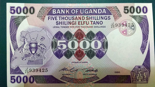 Billete  Uganda 5000 Shillings