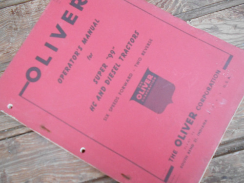 Antiguo Manual De Tractor Oliver Super 99