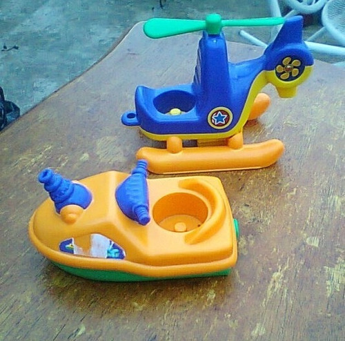 Juguete Helicoptero Y Lanchita (Usado)