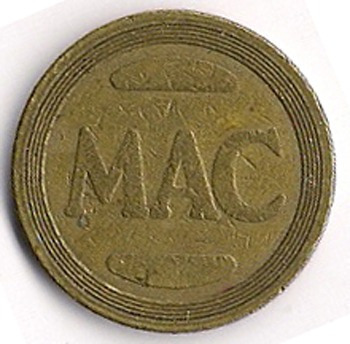 Mac 1 Token  (rwm) Ficha Moneda De Bronce Diametro 2,6 Cm B4